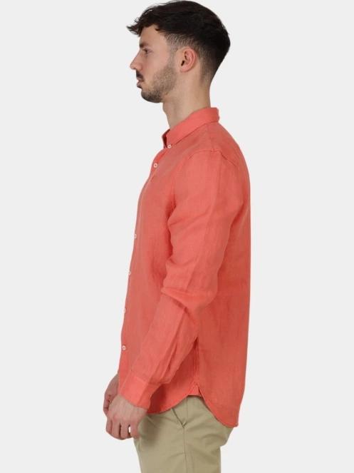Timberland Linen Shirt férfi hosszú ujjú ing narancssárga színben 3