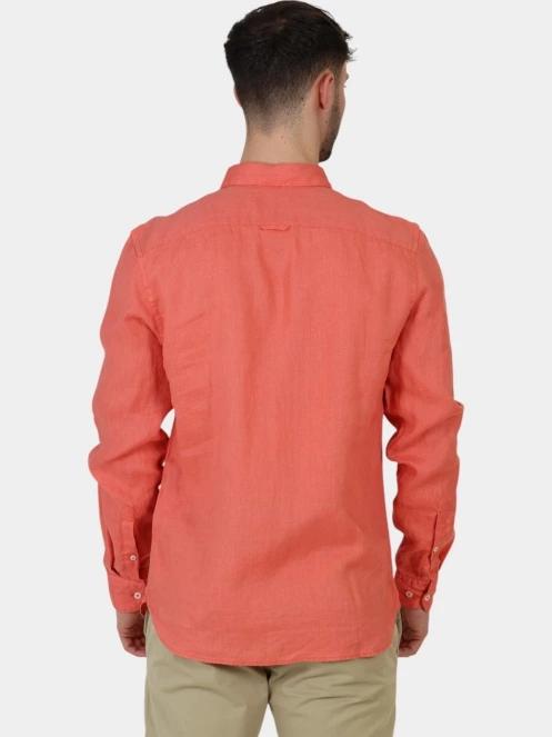 Timberland Linen Shirt férfi hosszú ujjú ing narancssárga színben 4