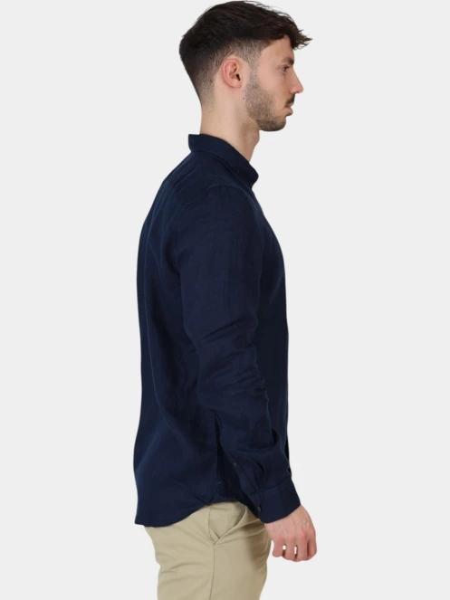 Timberland Linen Shirt férfi hosszú ujjú ing sötétkék színben 5