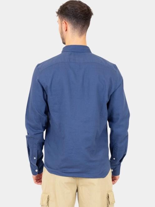 Timberland TFO Cotton/Linen Long Sleeve Shirt férfi hosszú ujjú ing sötétkék színben 4