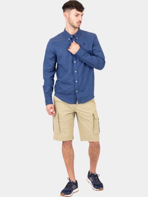 Timberland TFO Cotton/Linen Long Sleeve Shirt férfi hosszú ujjú ing sötétkék színben 5