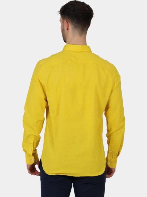 Timberland TFO Cotton/Linen Long Sleeve Shirt férfi hosszú ujjú ing sárga színben 4