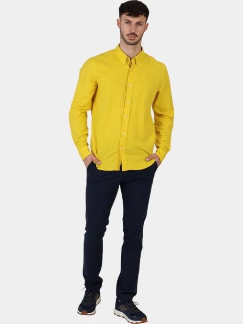 Timberland TFO Cotton/Linen Long Sleeve Shirt férfi hosszú ujjú ing sárga színben 6