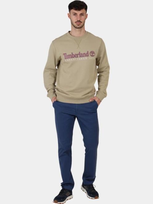 Timberland Embroidered Logo Crew Neck Sweats férfi pulóver oliva színben 6
