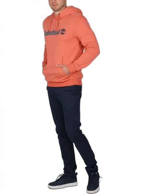 Timberland Linear Logo Hoodie férfi kapucnis pulóver narancssárga színben 5