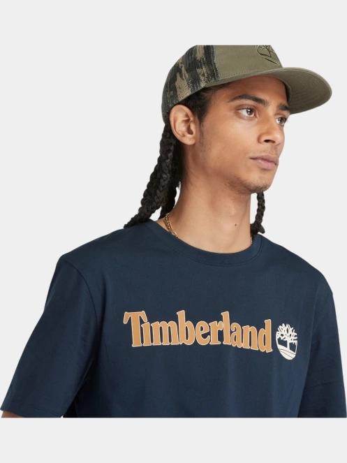 Timberland Linear Logo Short Sleeve Tee férfi rövid ujjú póló sötétkék színben 5