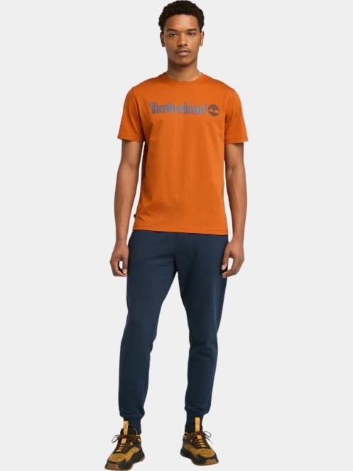Timberland Linear Logo Short Sleeve Tee férfi rövid ujjú póló barna színben 4