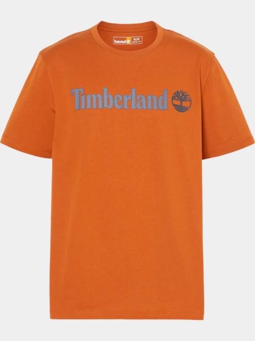 Timberland Linear Logo Short Sleeve Tee férfi rövid ujjú póló barna színben 6