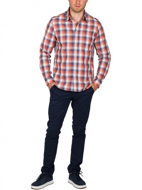 Timberland Check Poplin Shirt férfi hosszú ujjú ing piros színben 5