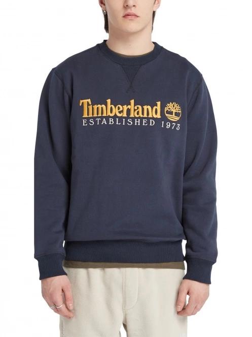 Timberland Embroidery Logo Brush Back Crew Neck férfi pulóver sötétkék színben 2