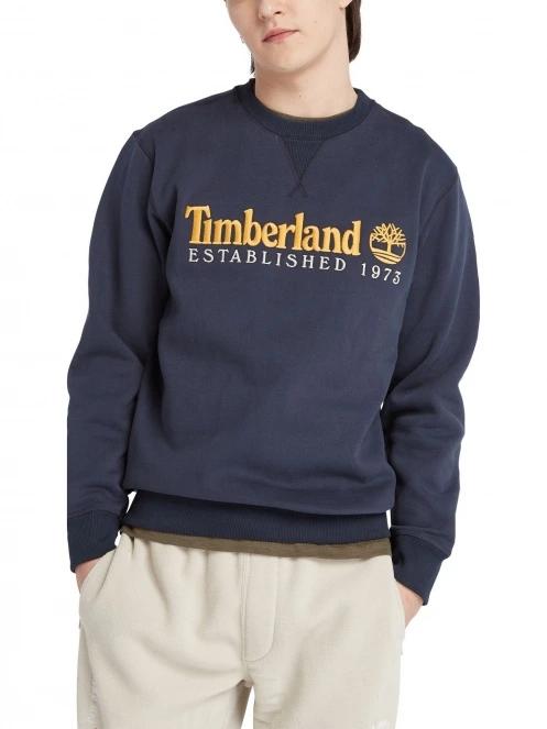 Timberland Embroidery Logo Brush Back Crew Neck férfi pulóver sötétkék színben 4