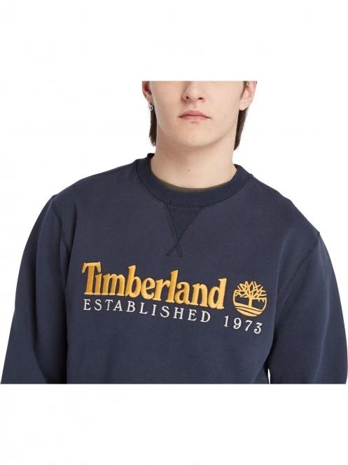 Timberland Embroidery Logo Brush Back Crew Neck férfi pulóver sötétkék színben 6