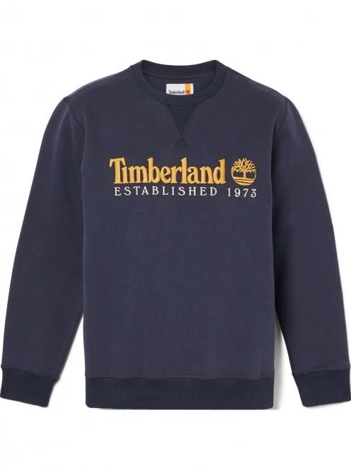 Timberland Embroidery Logo Brush Back Crew Neck férfi pulóver sötétkék színben 7