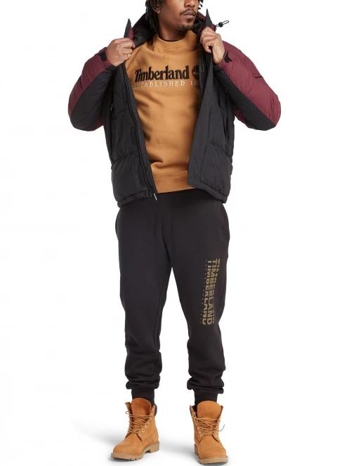 Timberland Embroidery Logo Brush Back Crew Neck férfi pulóver barna színben 5
