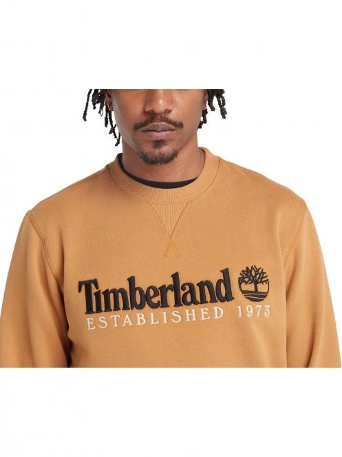 Timberland Embroidery Logo Brush Back Crew Neck férfi pulóver barna színben 6