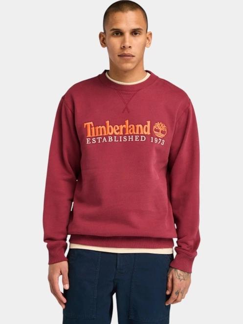 Timberland Embroidery Logo Crew Neck férfi pulóver piros színben 2
