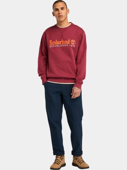 Timberland Embroidery Logo Crew Neck férfi pulóver piros színben 4