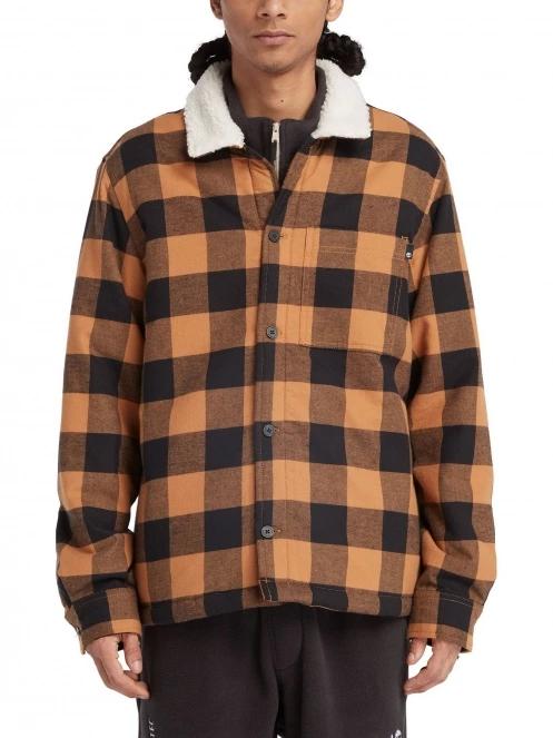 Timberland Tfo Buffalo Plaid Sherpa Lined Overshirt férfi utcai kabát barna színben 2