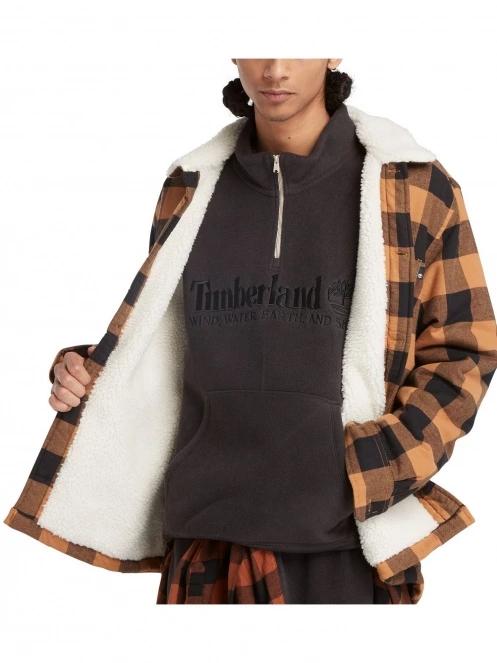 Timberland Tfo Buffalo Plaid Sherpa Lined Overshirt férfi utcai kabát barna színben 6