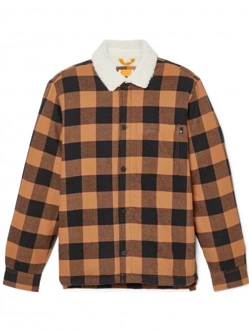 Timberland Tfo Buffalo Plaid Sherpa Lined Overshirt férfi utcai kabát barna színben 7