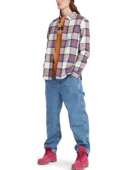 Timberland Ls Heavy Flannel Plaid Shirt Regular férfi hosszú ujjú ing kék színben 5