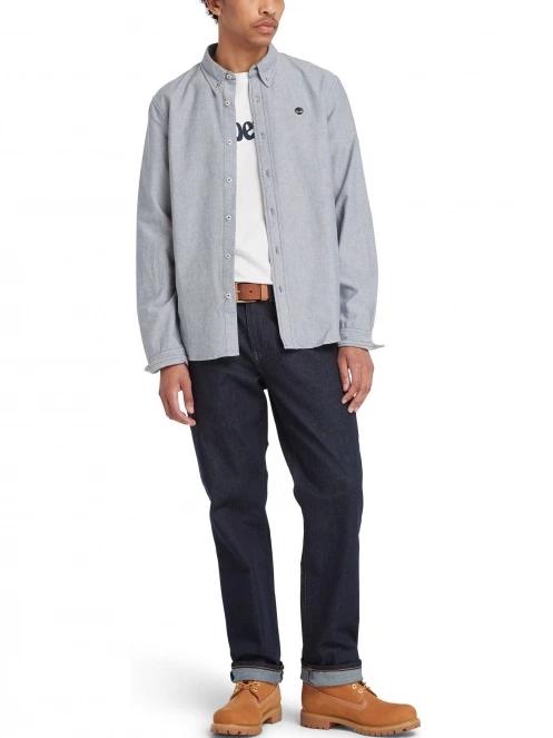 Timberland Oxford Shirt férfi hosszú ujjú ing sötétkék színben 5