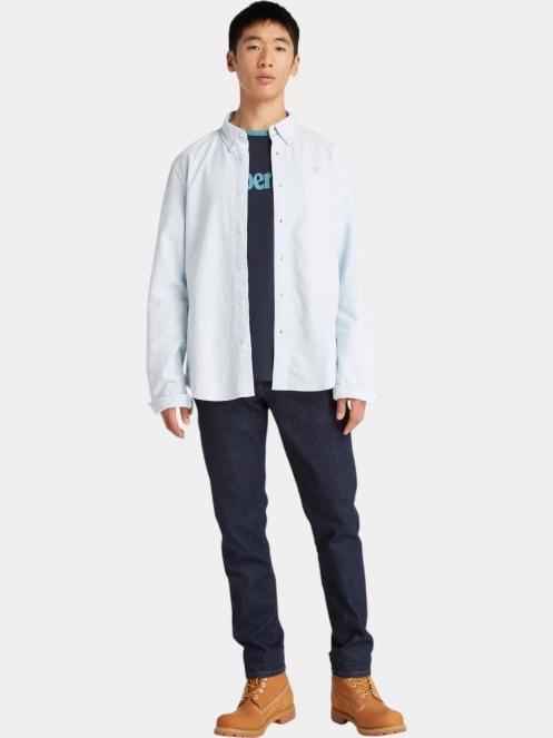 Timberland Oxford Shirt férfi hosszú ujjú ing világoskék színben 4