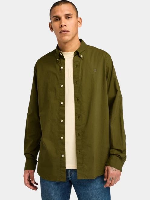 Timberland Stretch Poplin Shirt férfi hosszú ujjú ing oliva színben 2