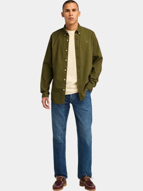 Timberland Stretch Poplin Shirt férfi hosszú ujjú ing oliva színben 4