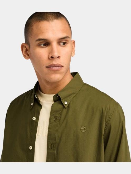 Timberland Stretch Poplin Shirt férfi hosszú ujjú ing oliva színben 5