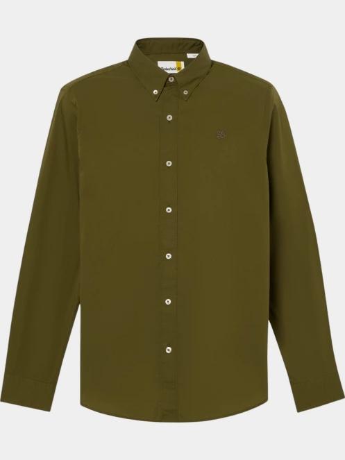 Timberland Stretch Poplin Shirt férfi hosszú ujjú ing oliva színben 6