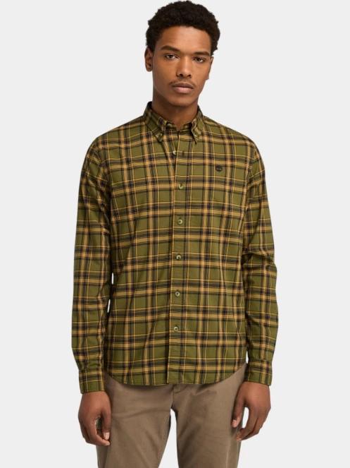 Timberland Stretch Poplin Check Shirt férfi hosszú ujjú ing oliva színben 2