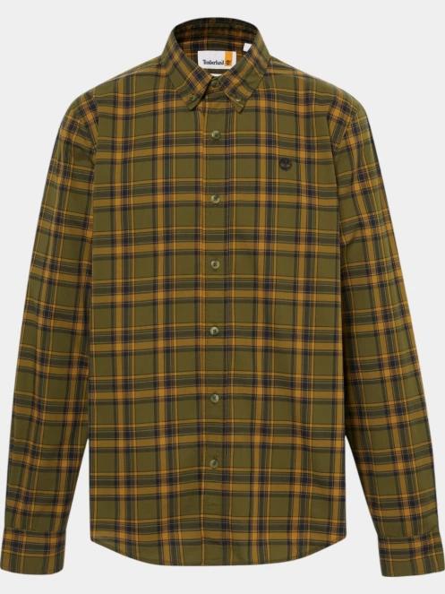 Timberland Stretch Poplin Check Shirt férfi hosszú ujjú ing oliva színben 6