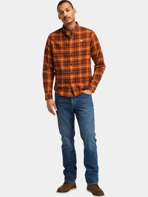 Timberland Solucell Plaid Shirt férfi hosszú ujjú ing barna színben 4