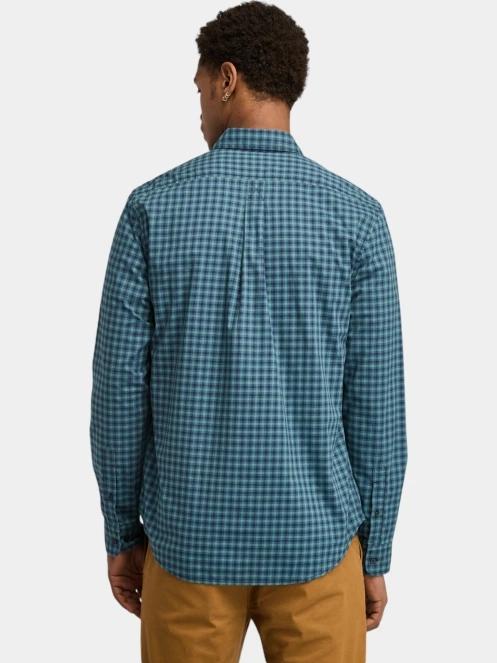 Timberland Stretch Poplin Gingham Shirt férfi hosszú ujjú ing sötétkék színben 3