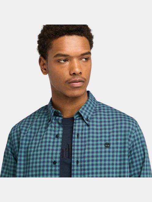 Timberland Stretch Poplin Gingham Shirt férfi hosszú ujjú ing sötétkék színben 5
