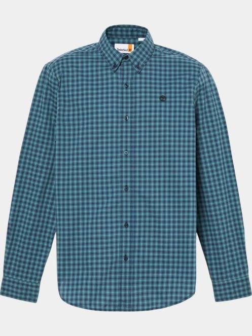 Timberland Stretch Poplin Gingham Shirt férfi hosszú ujjú ing sötétkék színben 6