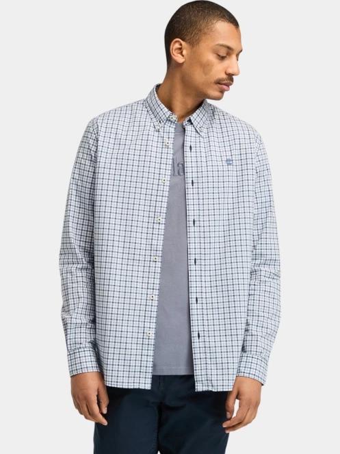 Timberland Stretch Poplin Gingham Shirt férfi hosszú ujjú ing kék színben 2