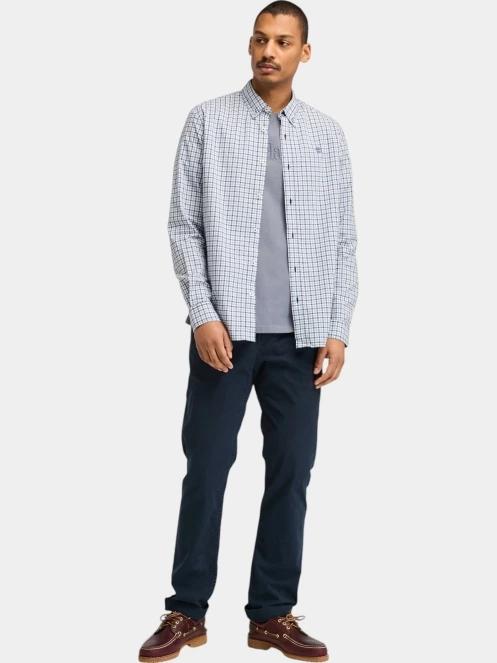 Timberland Stretch Poplin Gingham Shirt férfi hosszú ujjú ing kék színben 4