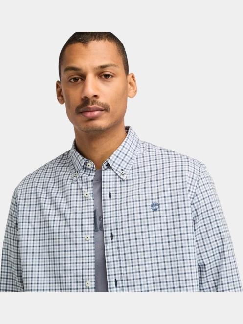 Timberland Stretch Poplin Gingham Shirt férfi hosszú ujjú ing kék színben 5