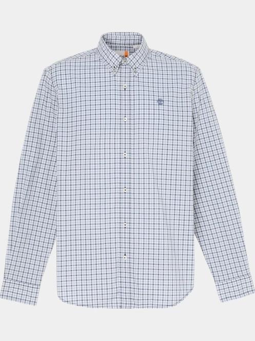 Timberland Stretch Poplin Gingham Shirt férfi hosszú ujjú ing kék színben 6