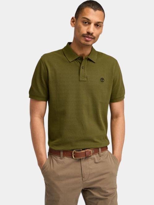 Timberland Pique Short Sleeve Polo férfi galléros póló oliva színben 2