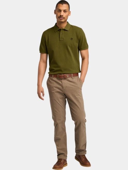 Timberland Pique Short Sleeve Polo férfi galléros póló oliva színben 4
