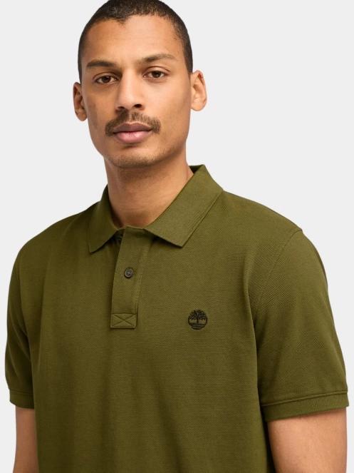 Timberland Pique Short Sleeve Polo férfi galléros póló oliva színben 5
