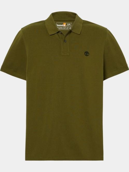 Timberland Pique Short Sleeve Polo férfi galléros póló oliva színben 6