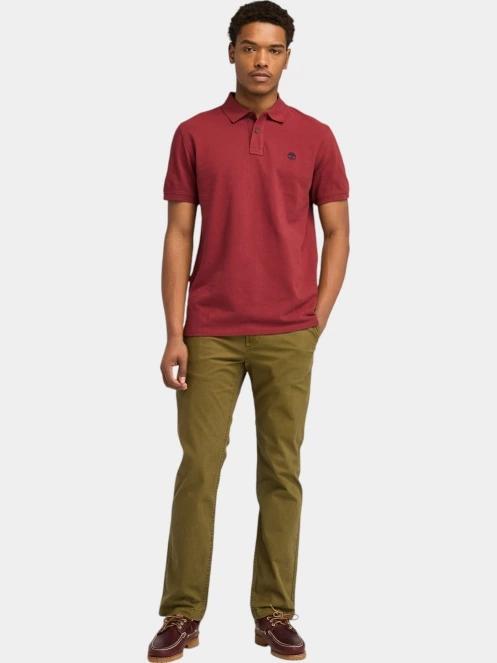 Timberland Pique Short Sleeve Polo férfi galléros póló piros színben 4