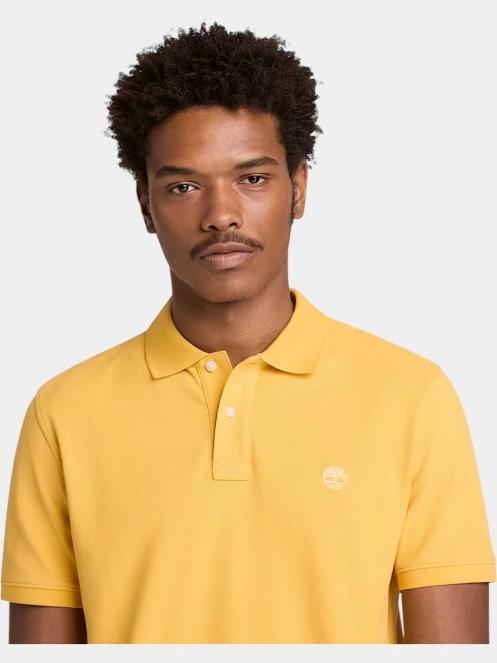 Timberland Pique Short Sleeve Polo férfi galléros póló sárga színben 5
