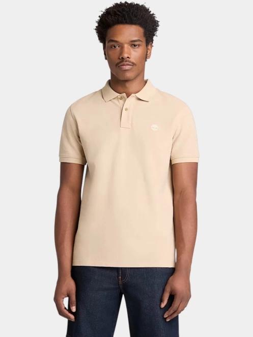 Timberland Pique Short Sleeve Polo férfi galléros póló homok színben 2