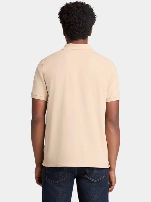 Timberland Pique Short Sleeve Polo férfi galléros póló homok színben 3