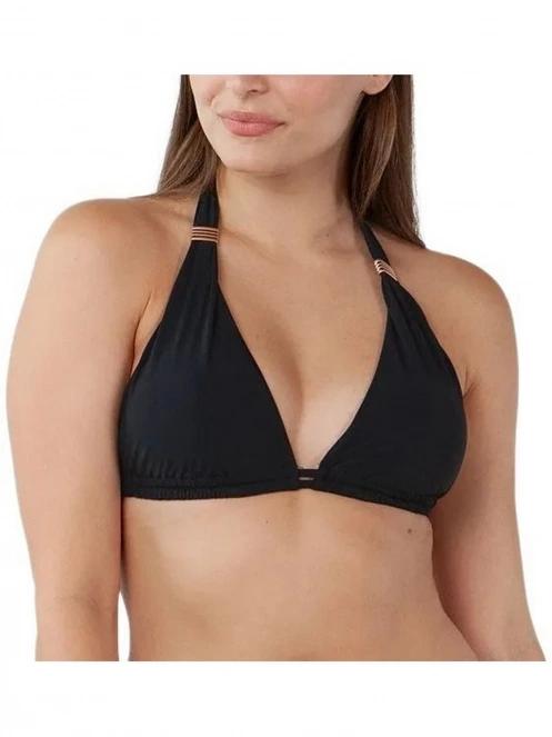 Barts Solid Halter Triangle női bikini felső fekete színben 2
